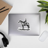 Cowboy Horseback Western Vinyl Sticker Rustic Rancher Riding Horse Vintage Hand Drawn Decal Authentic Cowboy Artwork