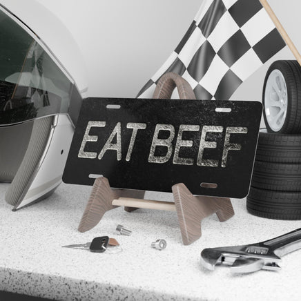 EAT BEEF License Plate Freeze Brand Appearance Black Background Rancher Truck Accessory Gift Idea Horse Cattle Livestock Vehicle Accessories