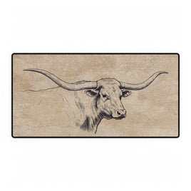 Rustic Longhorn Desk Mat, Home Office Decor, Stylish Mouse Pad, Cow Print Desk Matt Accessories, Vintage Cow Desk Mat Ranch Lodge Office