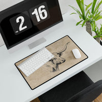 Rustic Longhorn Desk Mat, Home Office Decor, Stylish Mouse Pad, Cow Print Desk Matt Accessories, Vintage Cow Desk Mat Ranch Lodge Office