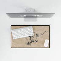 Rustic Longhorn Desk Mat, Home Office Decor, Stylish Mouse Pad, Cow Print Desk Matt Accessories, Vintage Cow Desk Mat Ranch Lodge Office