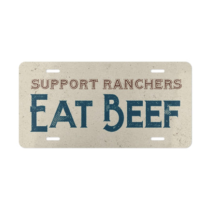 EAT BEEF Support Ranchers License Plate Burgundy and Teal on Tan Background Rancher Truck Accessory Cattle Livestock Vehicle Accessories