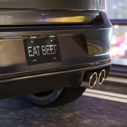 EAT BEEF License Plate Freeze Brand Appearance Black Background Rancher Truck Accessory Gift Idea Horse Cattle Livestock Vehicle Accessories