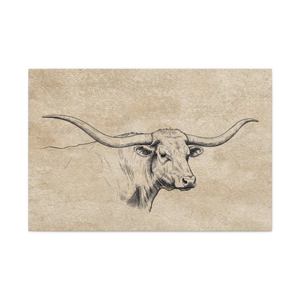 Rustic Texas Longhorn Western Canvas Art Print, Farmhouse Decor, Longhorn Wall Art, Country Home Decoration, Housewarming Gift for Ranchers