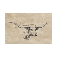 Rustic Texas Longhorn Western Canvas Art Print, Farmhouse Decor, Longhorn Wall Art, Country Home Decoration, Housewarming Gift for Ranchers