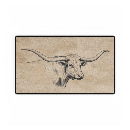 Rustic Longhorn Desk Mat, Home Office Decor, Stylish Mouse Pad, Cow Print Desk Matt Accessories, Vintage Cow Desk Mat Ranch Lodge Office