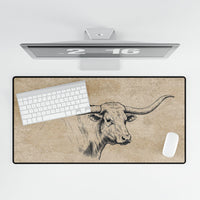 Rustic Longhorn Desk Mat, Home Office Decor, Stylish Mouse Pad, Cow Print Desk Matt Accessories, Vintage Cow Desk Mat Ranch Lodge Office