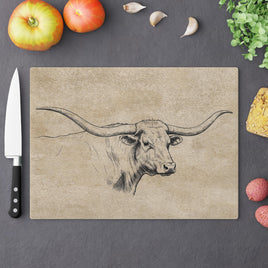 Texas Longhorn Cattle Rustic Cowboy Cutting Board Western Kitchen Decor Gift for Ranchers Western Themed Unique Housewarming Gift