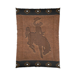 Bronc Rider Western Cowboy Comforter Rustic Lodge Decor Wyoming Rodeo Western Themed Bedroom Home Decor Aztec Navajo Southwestern Decor