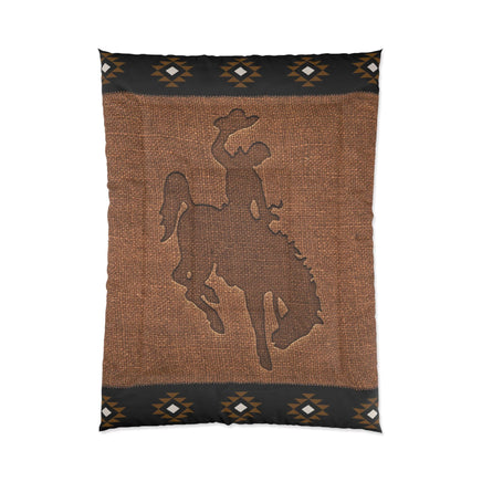 Bronc Rider Western Cowboy Comforter Rustic Lodge Decor Wyoming Rodeo Western Themed Bedroom Home Decor Aztec Navajo Southwestern Decor