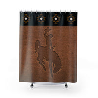 Bronc Rider Western Shower Curtain Rustic Ranch Lodge Farmhouse Polyester Bathroom Shower Curtain Boho Southwestern Aztec Bathroom Decor