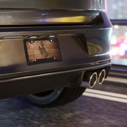 Bronc Rider Wyoming License Plate Rodeo Rustic Western Wood Print Vintage Retro Rancher Truck Vehicle Accessory