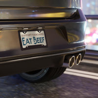 EAT BEEF Support Ranchers License Plate Burgundy and Teal on Tan Background Rancher Truck Accessory Cattle Livestock Vehicle Accessories