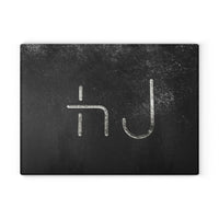 CUSTOM LIVESTOCK BRAND Personalized Glass Cutting Board Grey and Black Freeze Brand Looking Image for Ranch Kitchen Western Home Decor