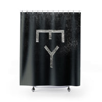 CUSTOM CATTLE BRAND Shower Curtain Rustic Ranch Lodge Farmhouse Polyester Bathroom Black & Silver Freeze Brand Looking Shower Bathroom Decor