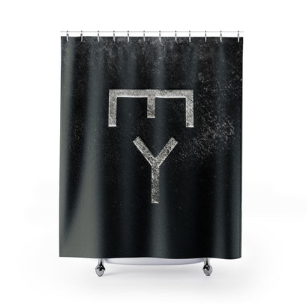 CUSTOM CATTLE BRAND Shower Curtain Rustic Ranch Lodge Farmhouse Polyester Bathroom Black & Silver Freeze Brand Looking Shower Bathroom Decor