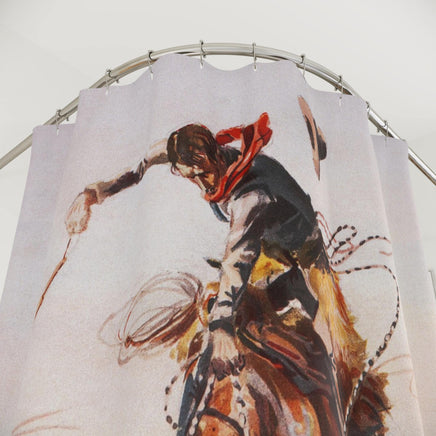 Vintage Western Bronc Shower Curtain Rustic Ranch Lodge Farmhouse Polyester Bathroom Shower Curtain Western Artwork Bathroom Decor
