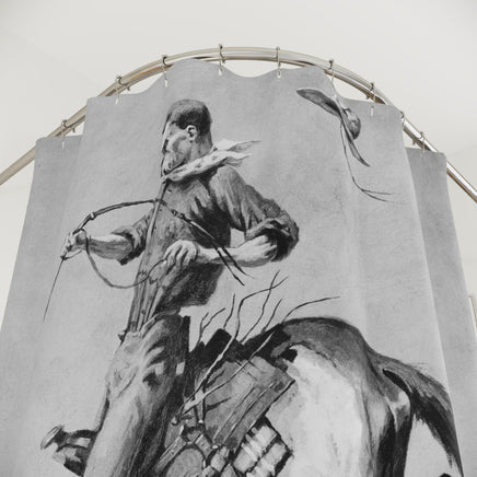 Bucking Bronco Shower Curtain Rustic Ranch Lodge Farmhouse Polyester Bathroom Shower Curtain Frederic Remington Western Artwork Bathroom