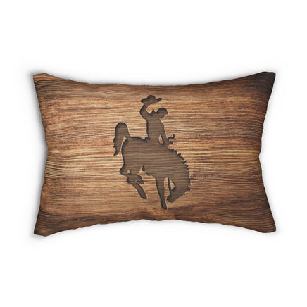 Rustic Bronc Cowboy Lumbar Pillow Wyoming Western Rustic Decor Farmhouse Cushion Rodeo Home Accent Unique Gift for Cowboy Couch Throw Pillow