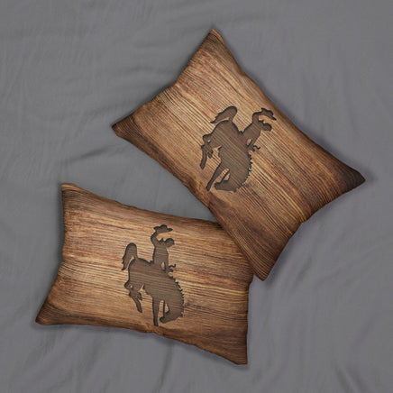 Rustic Bronc Cowboy Lumbar Pillow Wyoming Western Rustic Decor Farmhouse Cushion Rodeo Home Accent Unique Gift for Cowboy Couch Throw Pillow