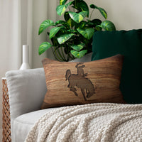 Rustic Bronc Cowboy Lumbar Pillow Wyoming Western Rustic Decor Farmhouse Cushion Rodeo Home Accent Unique Gift for Cowboy Couch Throw Pillow