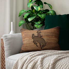 Rustic Bronc Cowboy Lumbar Pillow Wyoming Western Rustic Decor Farmhouse Cushion Rodeo Home Accent Unique Gift for Cowboy Couch Throw Pillow