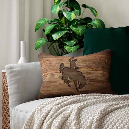Rustic Bronc Cowboy Lumbar Pillow Wyoming Western Rustic Decor Farmhouse Cushion Rodeo Home Accent Unique Gift for Cowboy Couch Throw Pillow