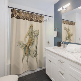 Vintage Cowboy Horseback Shower Curtain Rustic Ranch Lodge Polyester Bathroom Shower Curtain Frederic Remington Western Artwork Bathroom