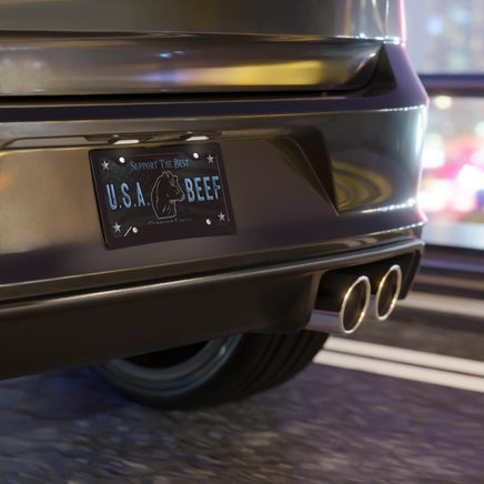 USA Beef Support Local License Plate Angus Cowboy Western Rancher Personalized Livestock License Plate Cattle Producers Truck Accessory