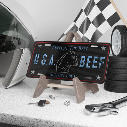 USA Beef Support Local License Plate Angus Cowboy Western Rancher Personalized Livestock License Plate Cattle Producers Truck Accessory