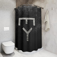 CUSTOM CATTLE BRAND Shower Curtain Rustic Ranch Lodge Farmhouse Polyester Bathroom Black & Silver Freeze Brand Looking Shower Bathroom Decor