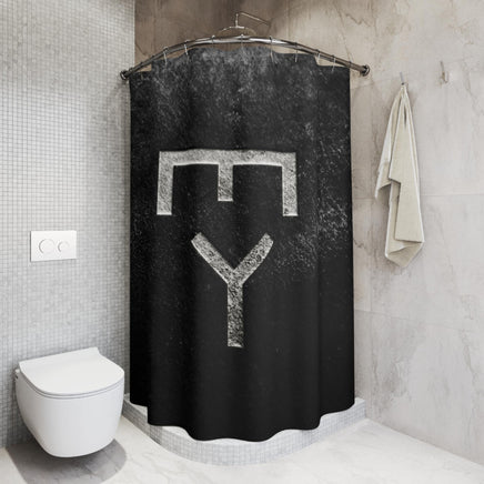 CUSTOM CATTLE BRAND Shower Curtain Rustic Ranch Lodge Farmhouse Polyester Bathroom Black & Silver Freeze Brand Looking Shower Bathroom Decor