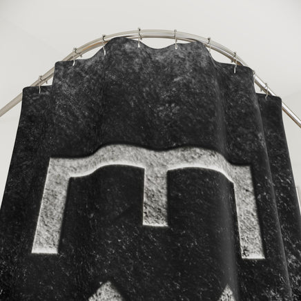 CUSTOM CATTLE BRAND Shower Curtain Rustic Ranch Lodge Farmhouse Polyester Bathroom Black & Silver Freeze Brand Looking Shower Bathroom Decor