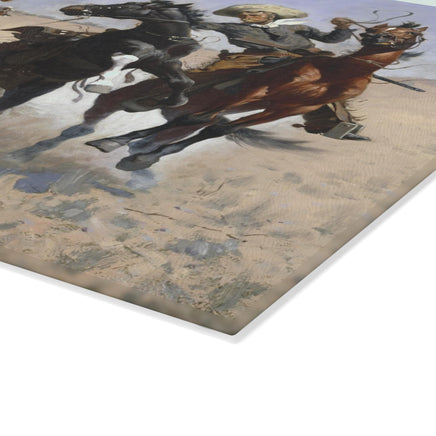 Rustic Western Glass Cutting Board | Vintage Western Cowboy Art Kitchen Decor Accessory, Frederic Remington Painting Western Life Home Decor