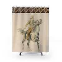Vintage Cowboy Horseback Shower Curtain Rustic Ranch Lodge Polyester Bathroom Shower Curtain Frederic Remington Western Artwork Bathroom