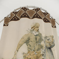 Vintage Cowboy Horseback Shower Curtain Rustic Ranch Lodge Polyester Bathroom Shower Curtain Frederic Remington Western Artwork Bathroom