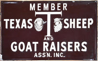 Members Texas Sheep & Goat Raisers Association Vintage Retro Antique Looking Metal Composite Ranch Sign Western Ranch Decor
