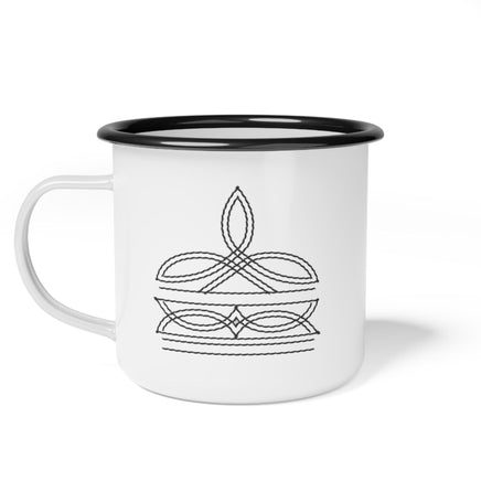 Boot Stitch Western Enamel Coffee Cup Cowboy Boot Stitching Design for Rustic Kitchen Cowboy Boot Leather Stitch Pattern