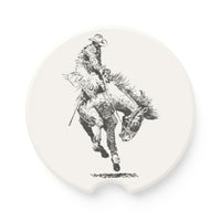 Bronc Rider Rodeo Soapstone Car Coaster