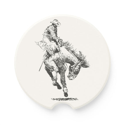 Bronc Rider Rodeo Soapstone Car Coaster
