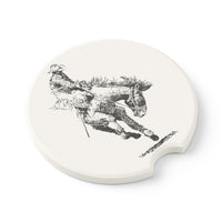 Bronc Rider Rodeo Soapstone Car Coaster