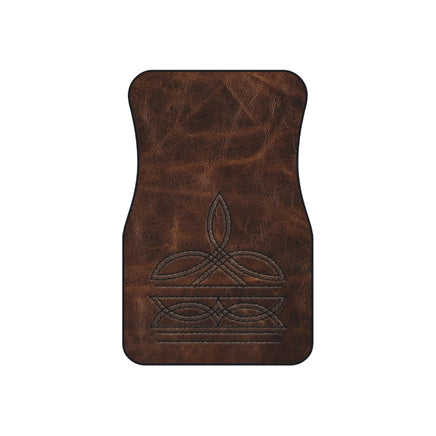 Boot Stitch Car Mats (2x Front) Branded Leather Looking Universal Car Floor Mat