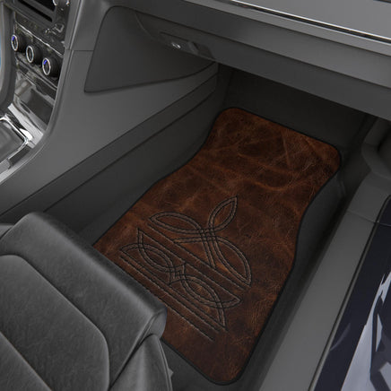 Boot Stitch Car Mats (2x Front) Branded Leather Looking Universal Car Floor Mat