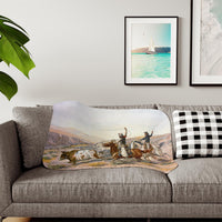Western Cowboy Cattle Roundup Sherpa Blanket Charlie Russell Vintage Artwork Rustic Western Throw