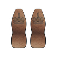 Western Boot Stitch Leather Printed Pattern Seat Covers Universal Fit Polyester Bucket Seat Cover Rustic Country Western Truck Seat Cover