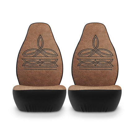 Western Boot Stitch Leather Printed Pattern Seat Covers Universal Fit Polyester Bucket Seat Cover Rustic Country Western Truck Seat Cover