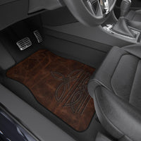 Boot Stitch Car Mats (2x Front) Branded Leather Looking Universal Car Floor Mat