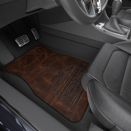 Boot Stitch Car Mats (2x Front) Branded Leather Looking Universal Car Floor Mat