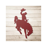 Vintage Bronc Rider Metal Wall Art Old Time Wyoming Rodeo Metal Artwork