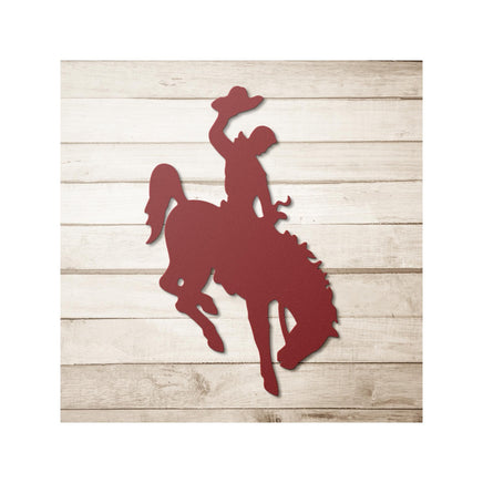 Vintage Bronc Rider Metal Wall Art Old Time Wyoming Rodeo Metal Artwork